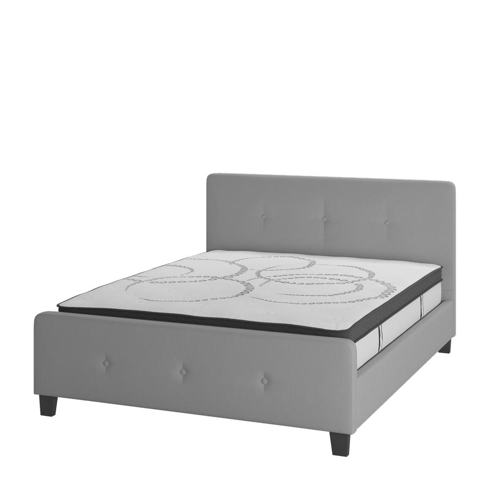 Vanessa Queen Size Tufted Upholstered Platform Bed in Dark Grey Fabric