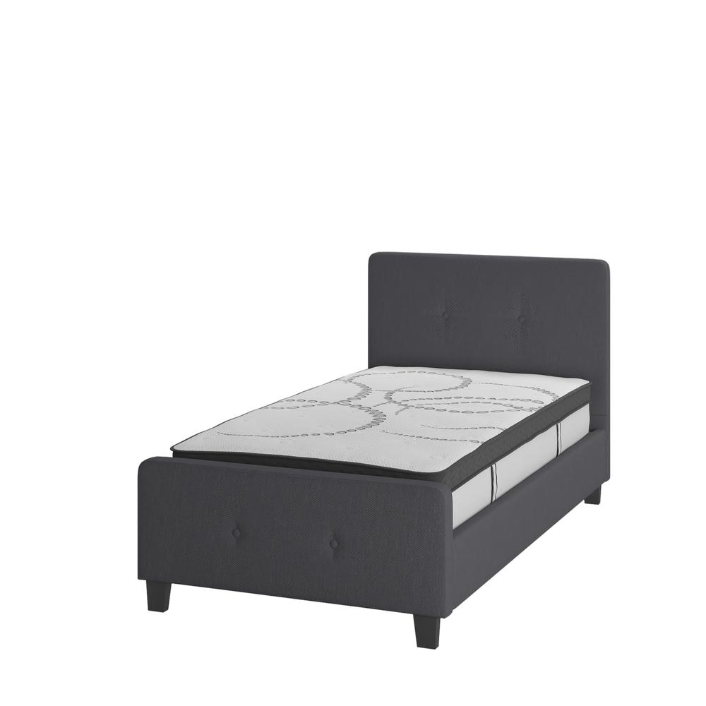 Vanessa Twin Size Tufted Upholstered Platform Bed in Light Grey Fabric