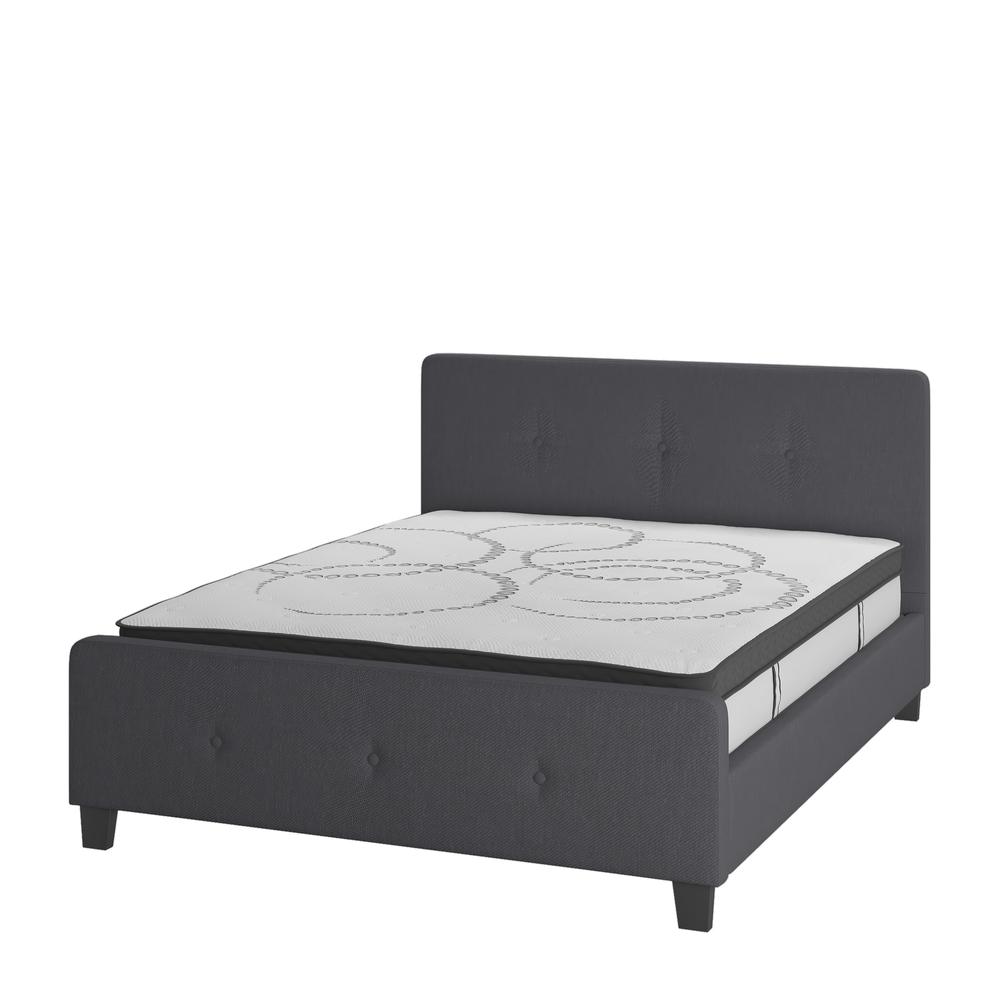 Vanessa Queen Size Tufted Upholstered Platform Bed in Dark Grey Fabric