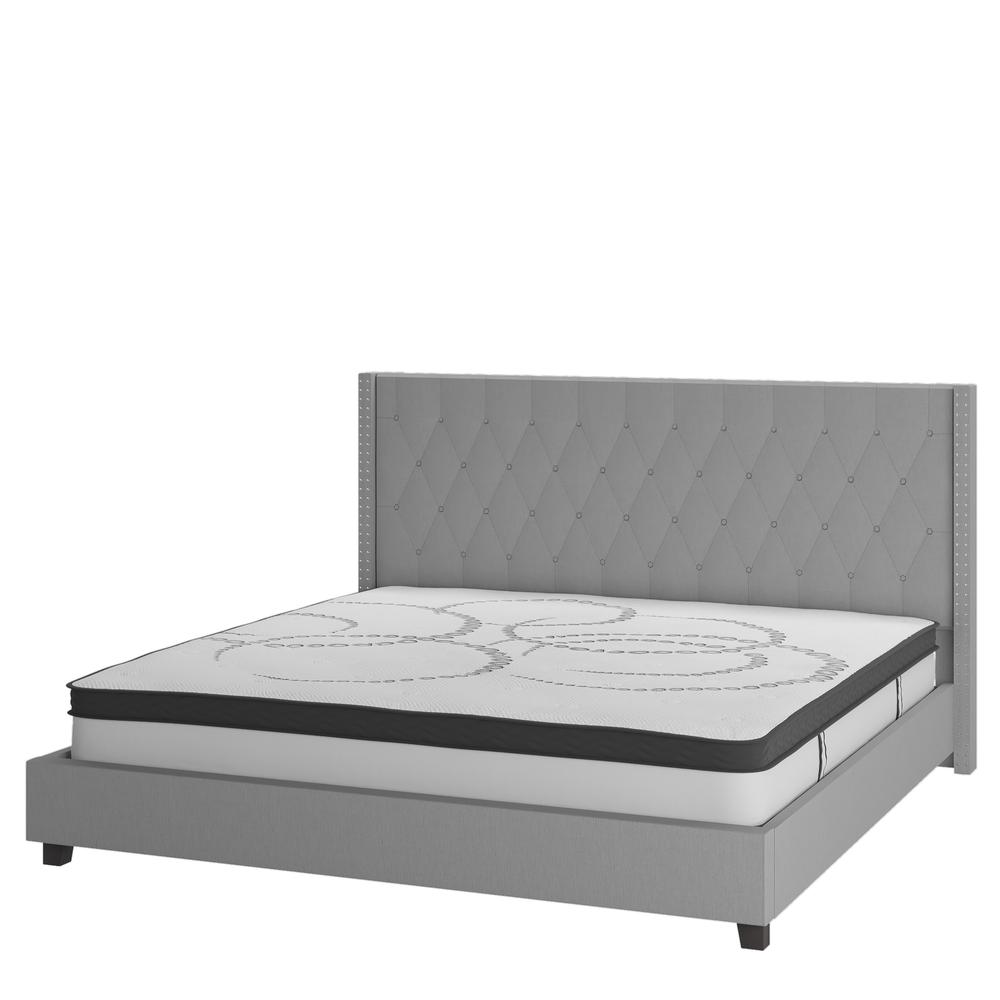 Viola Queen Size Tufted Upholstered Platform Bed in Dark Grey Fabric