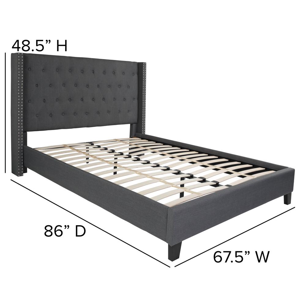 Viola Queen Size Tufted Upholstered Platform Bed in Dark Grey Fabric