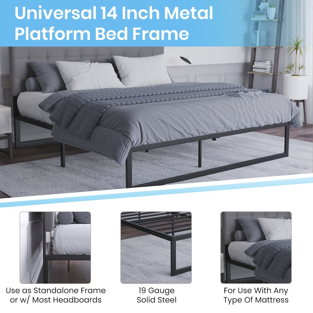 Universal 14 in Metal Platform Bed Frame - King