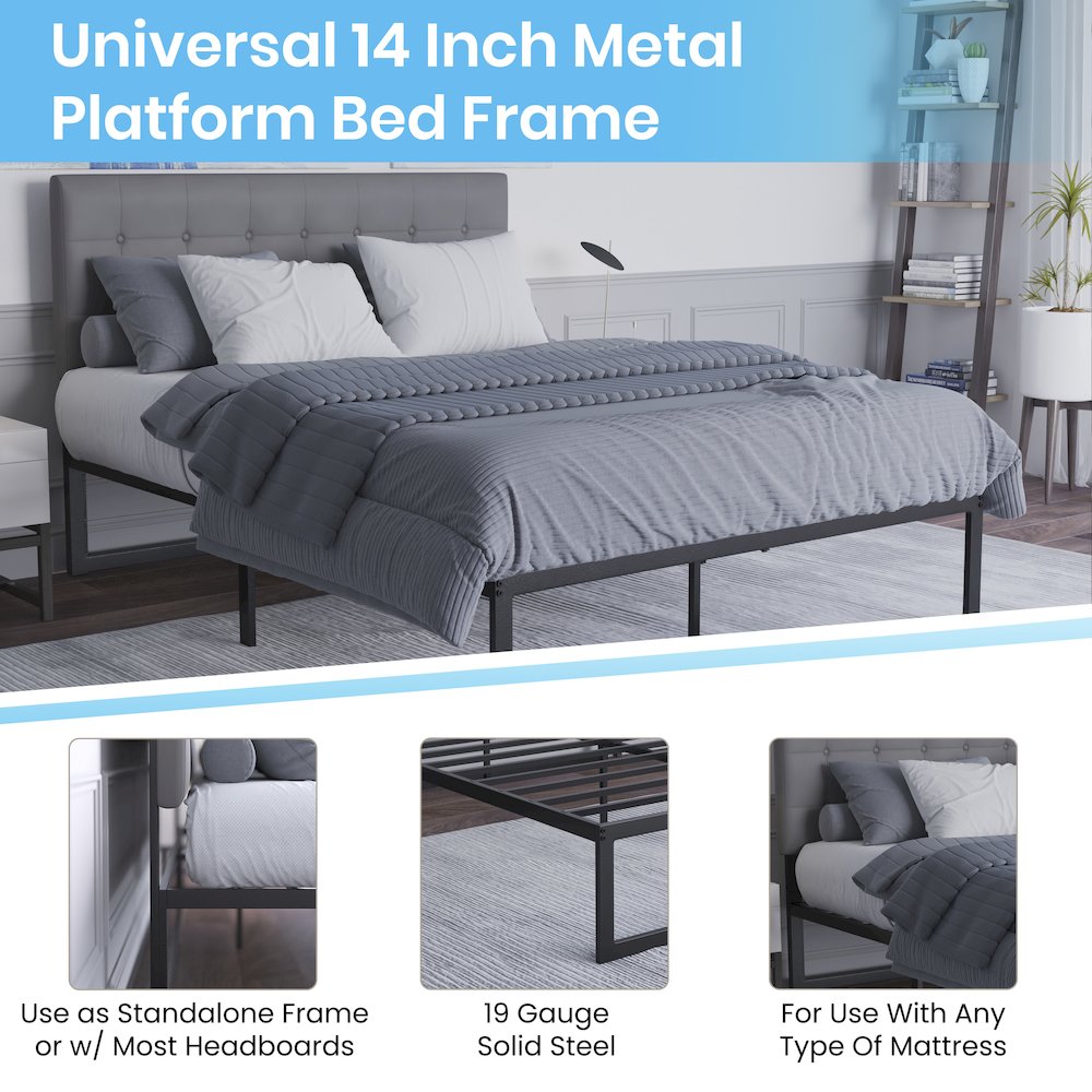 Universal 14 in Metal Platform Bed Frame - Queen