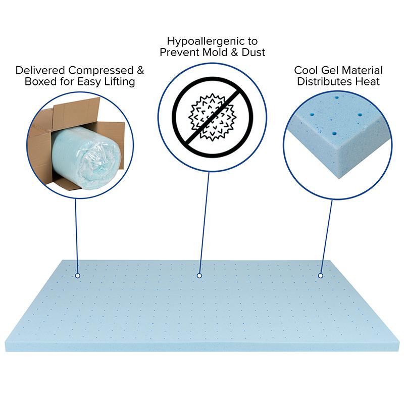 2 inch Cool Gel Mattress Topper with CertiPUR-US Certified Memory Foam - Full