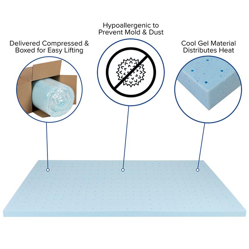 2 inch Cool Gel Mattress Topper with CertiPUR-US Certified Memory Foam - King