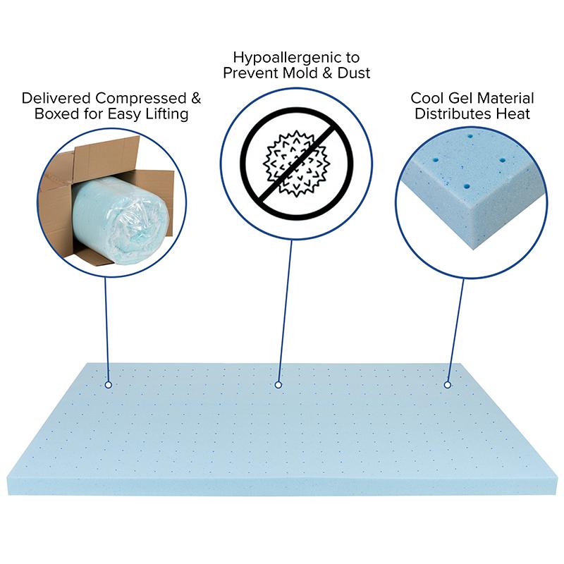 3 inch Cool Gel Mattress Topper with CertiPUR-US Certified Memory Foam - King