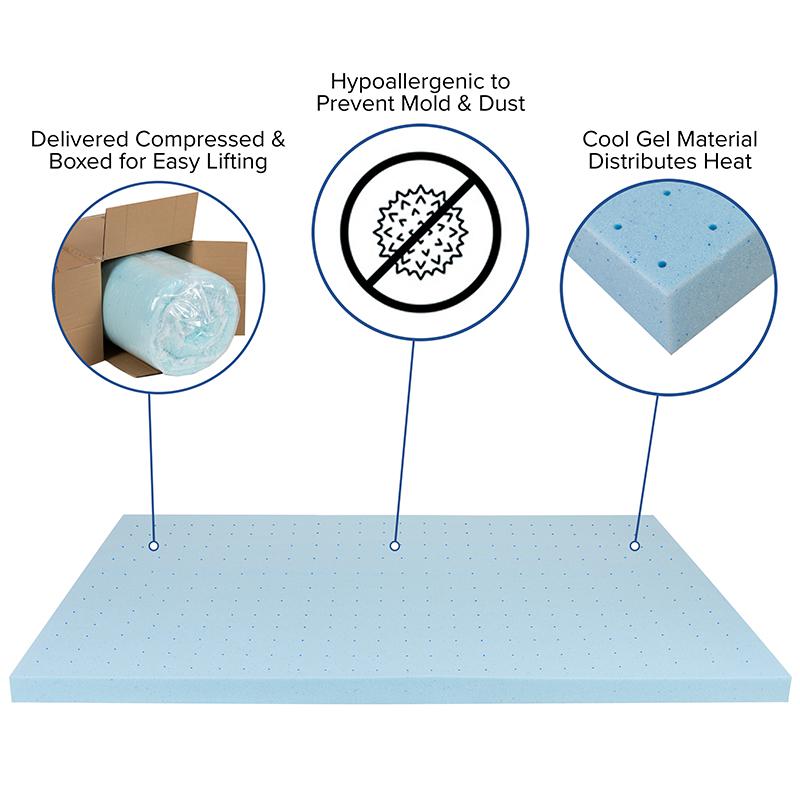 Nestor GlacierSleep Twin White Memory Foam Mattress Topper – Cool Gel 3-Inch