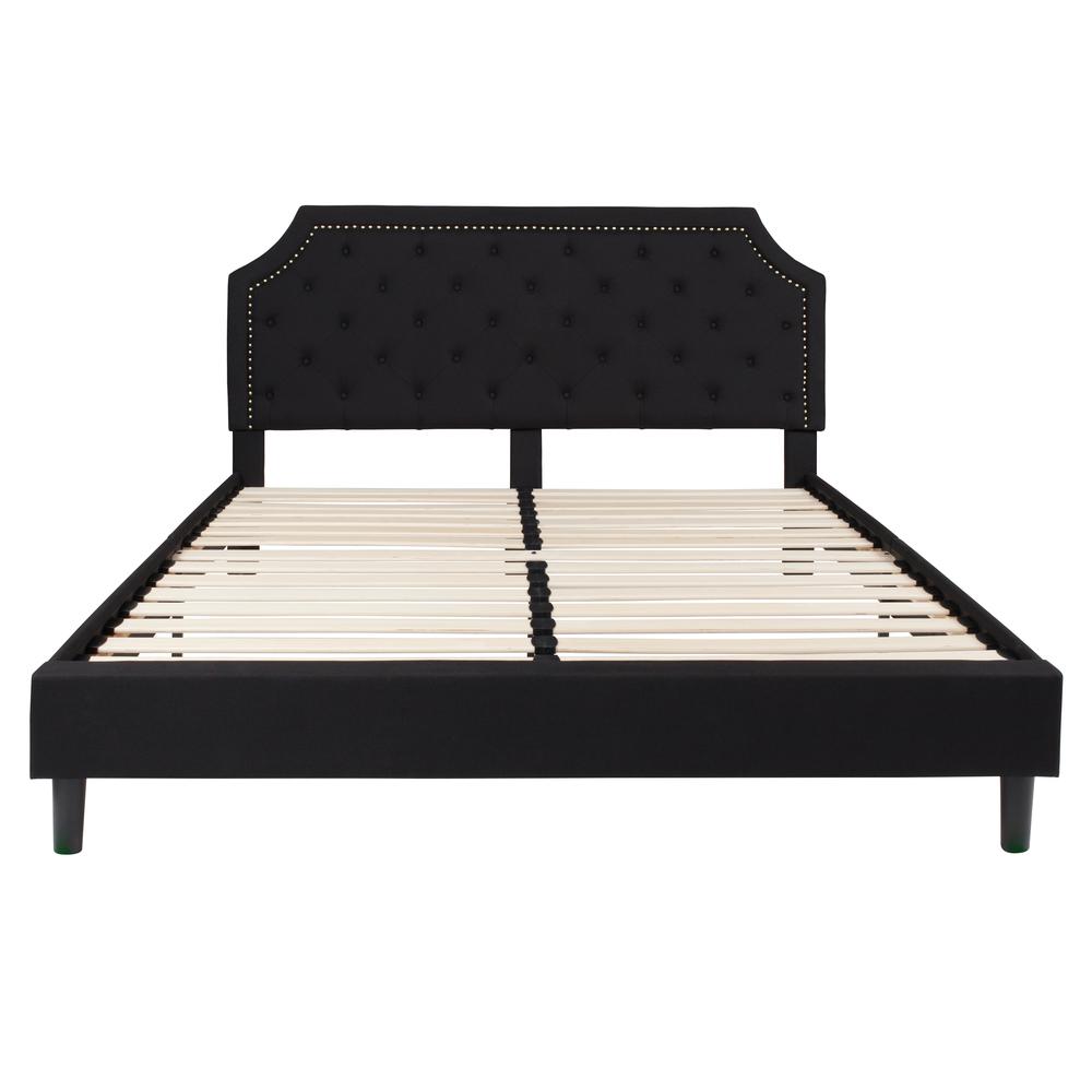 Elsa King Size Tufted Upholstered Platform Bed in Black Fabric