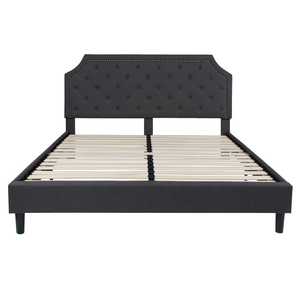 Elsa King Size Tufted Upholstered Platform Bed in Black Fabric