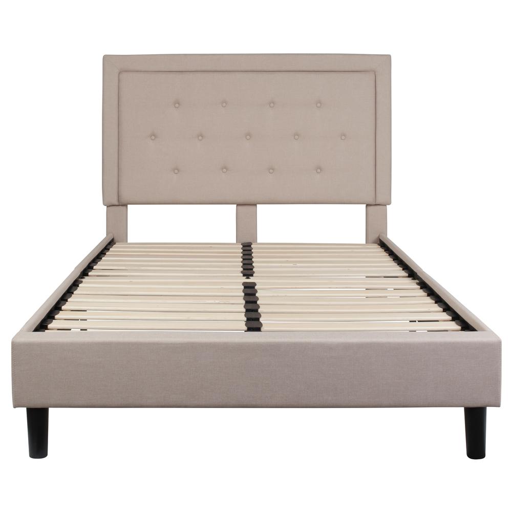 Marcy Full Size Tufted Upholstered Platform Bed in Beige Fabric