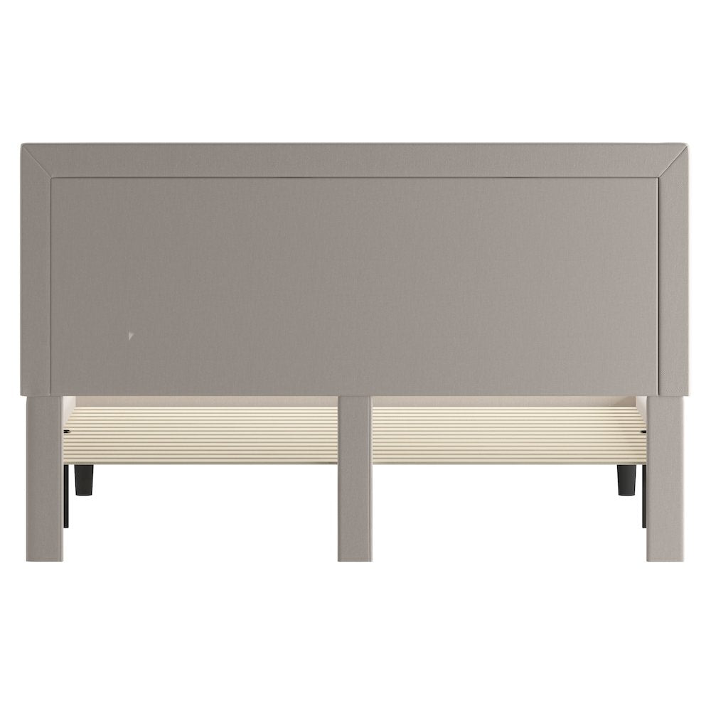 Roxbury King Size Tufted Upholstered Platform Bed in Beige Fabric