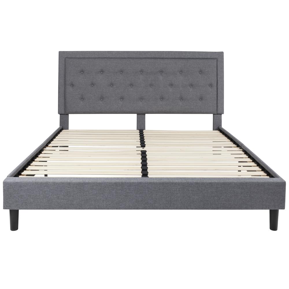 Marcy King Size Tufted Upholstered Platform Bed in Black Fabric