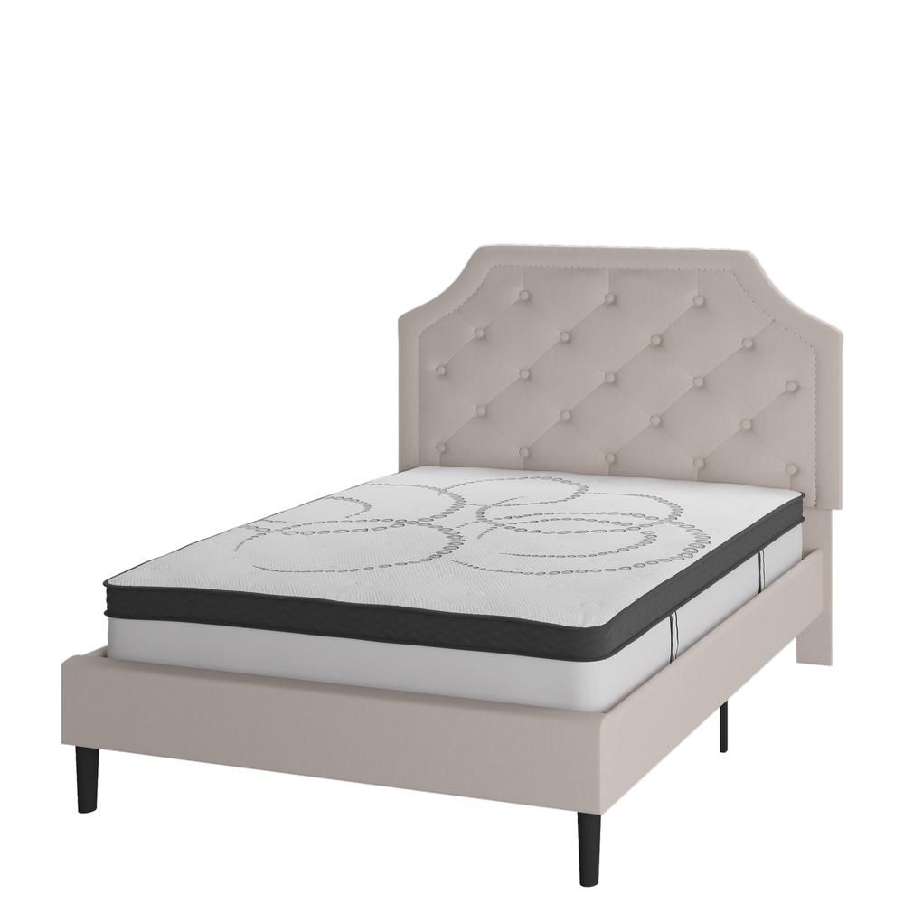 Janis Full Size Tufted Upholstered Platform Bed in Beige Fabric