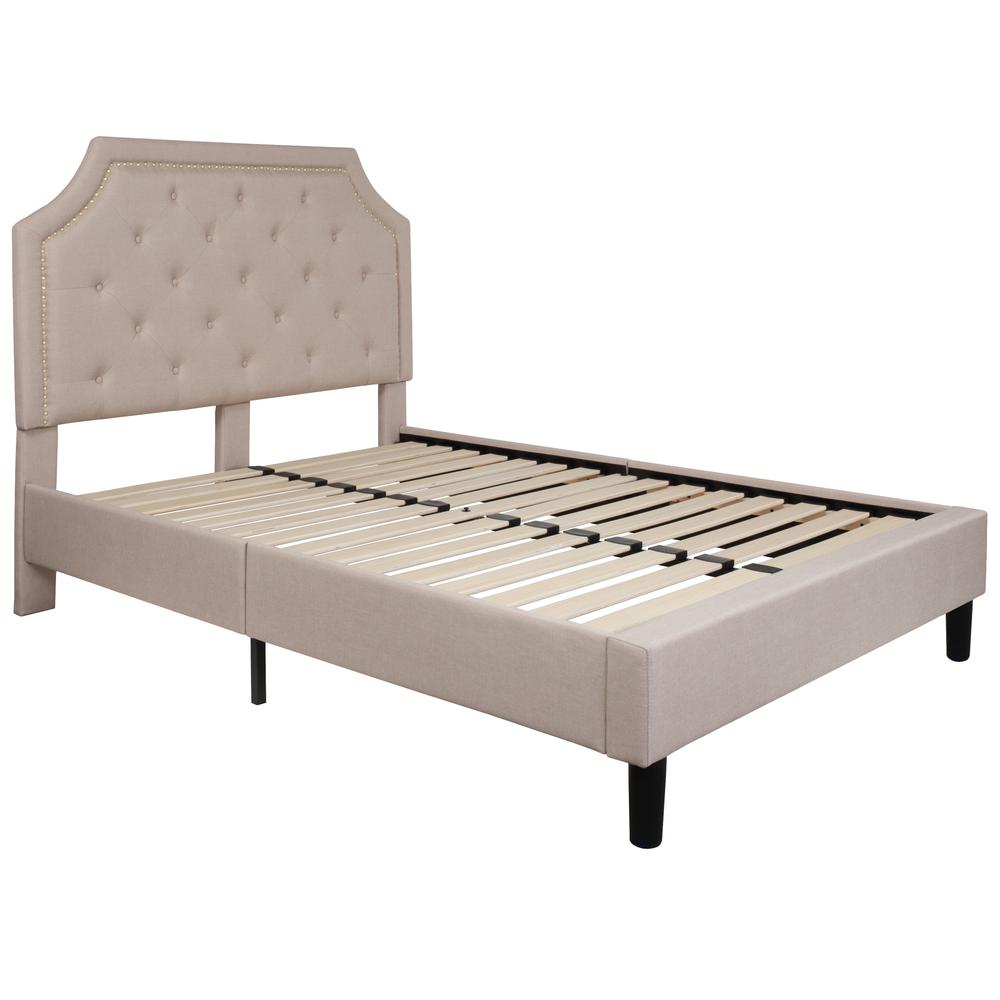 Janis Full Size Tufted Upholstered Platform Bed in Beige Fabric
