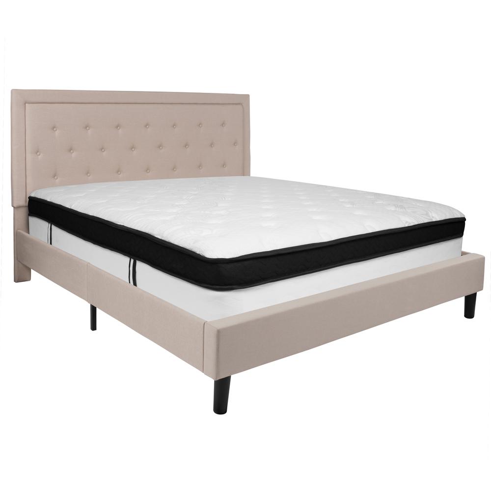 Holly King Size Platform Bed in Black Fabric with Memory Foam Mattress