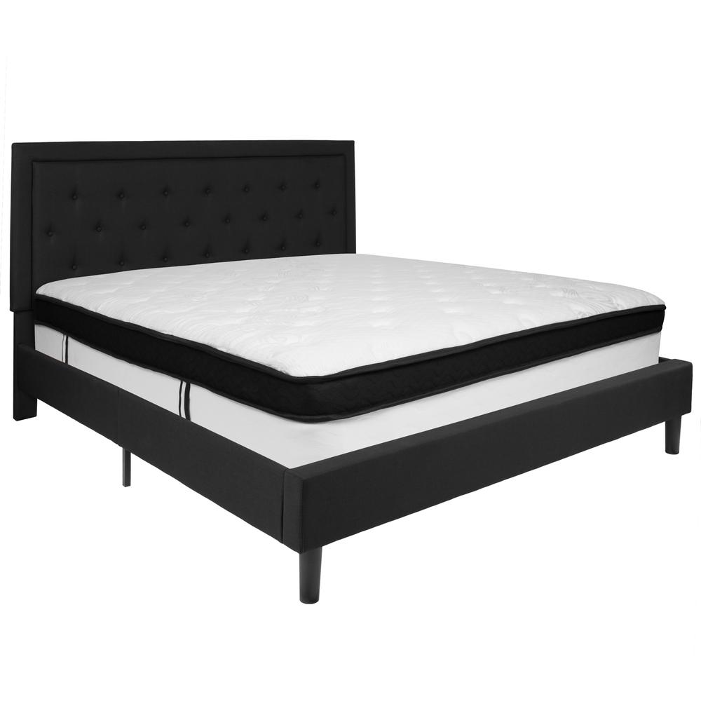 Holly King Size Platform Bed in Black Fabric with Memory Foam Mattress