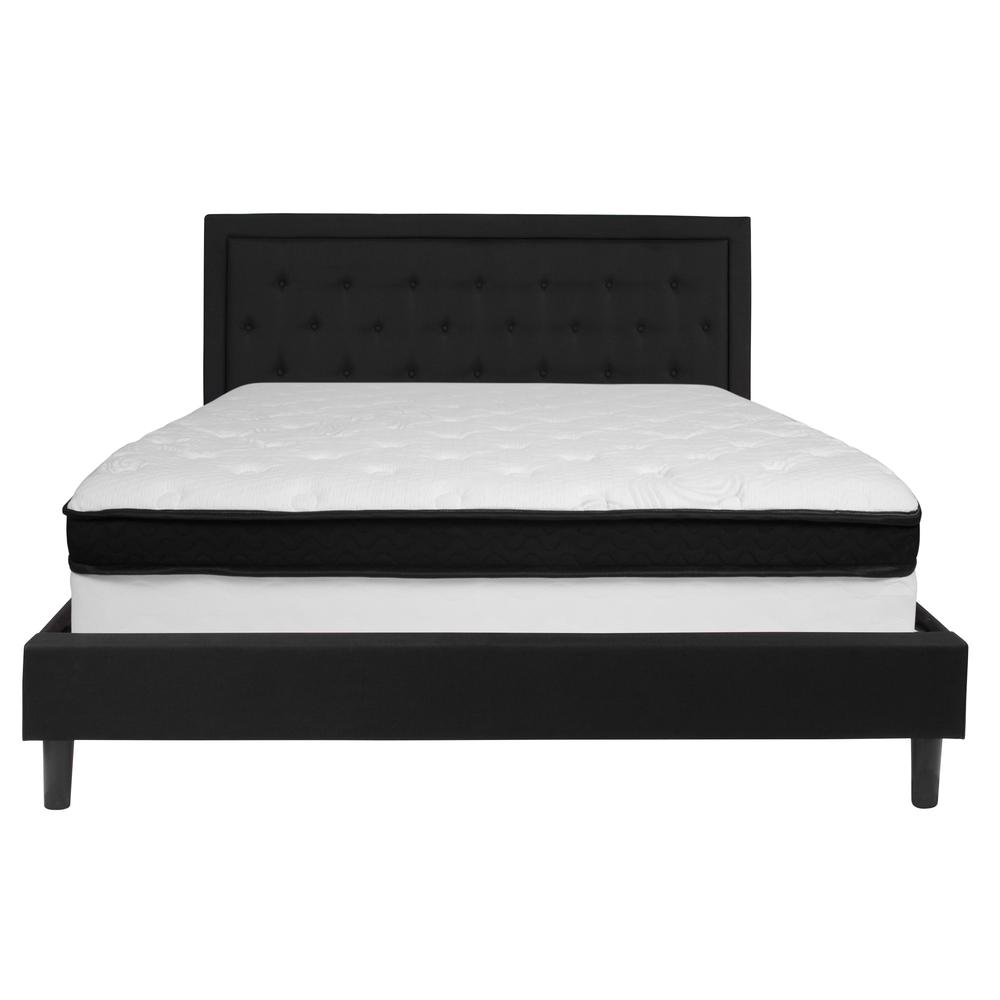 Holly King Size Platform Bed in Black Fabric with Memory Foam Mattress