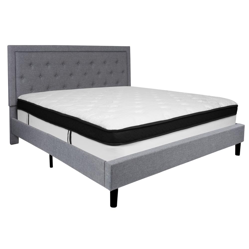 Holly King Size Platform Bed in Black Fabric with Memory Foam Mattress