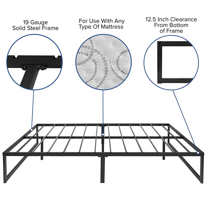 14 in Metal Platform Bed Frame in a Box (No Box Spring Required) - Full