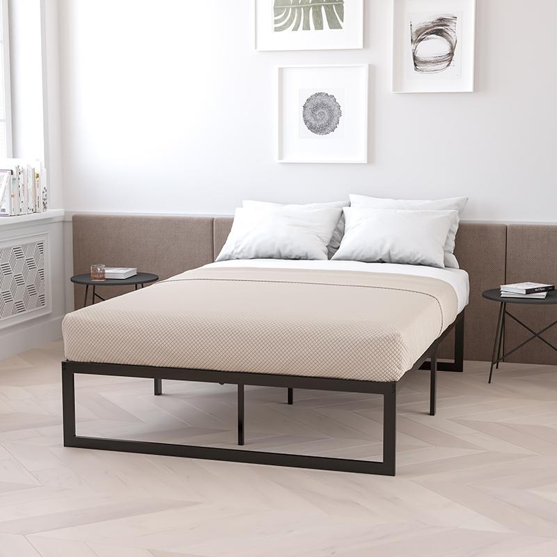 14 in Metal Platform Bed Frame in a Box (No Box Spring Required) - King