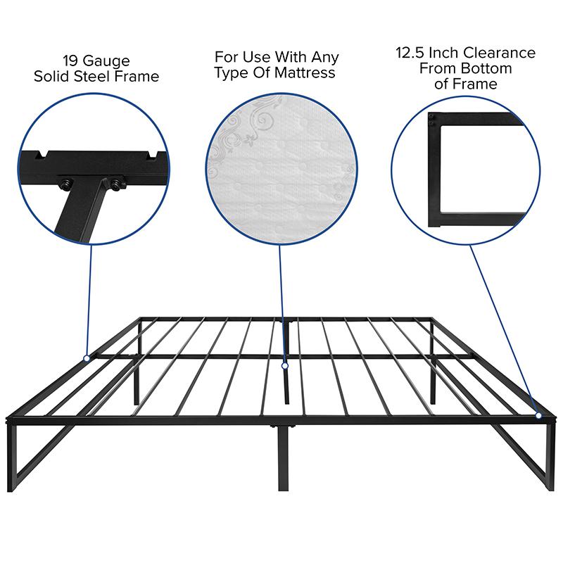 14 in Metal Platform Bed Frame with 12 in Memory Foam Mattress - King