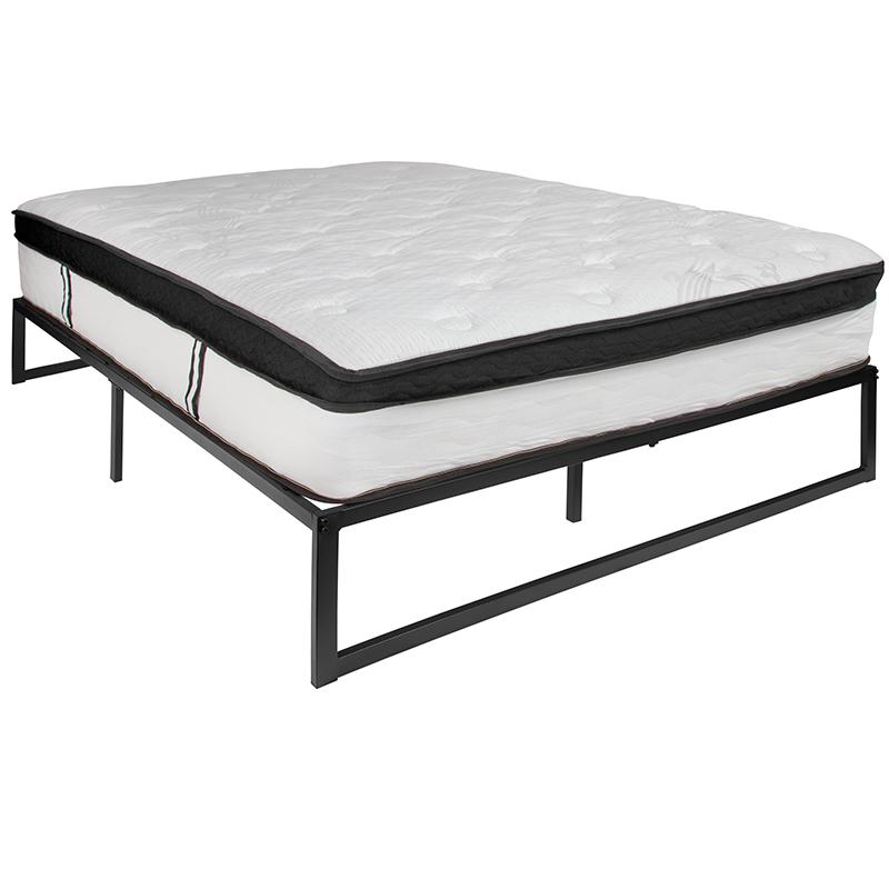 14 in Metal Platform Bed Frame with 12 in Memory Foam Mattress - Queen