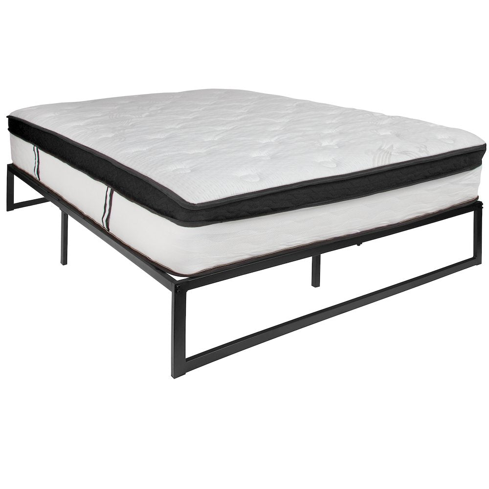 Sado EverRest Queen Metal Bed Frame with 12" Memory Foam Mattress Heavy-Duty, Underbed Storage Included