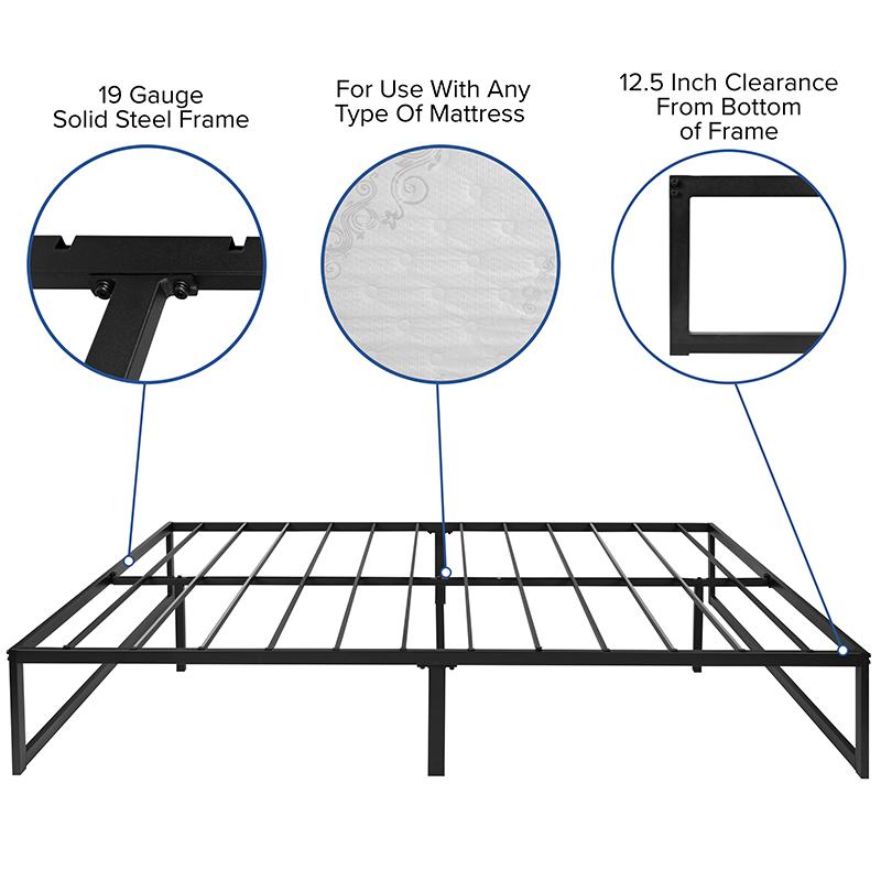 14 in Metal Platform Bed Frame with 12 in Memory Foam Mattress - Queen