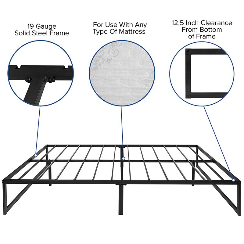 Sado EverRest Queen Metal Bed Frame with 12" Memory Foam Mattress Heavy-Duty, Underbed Storage Included