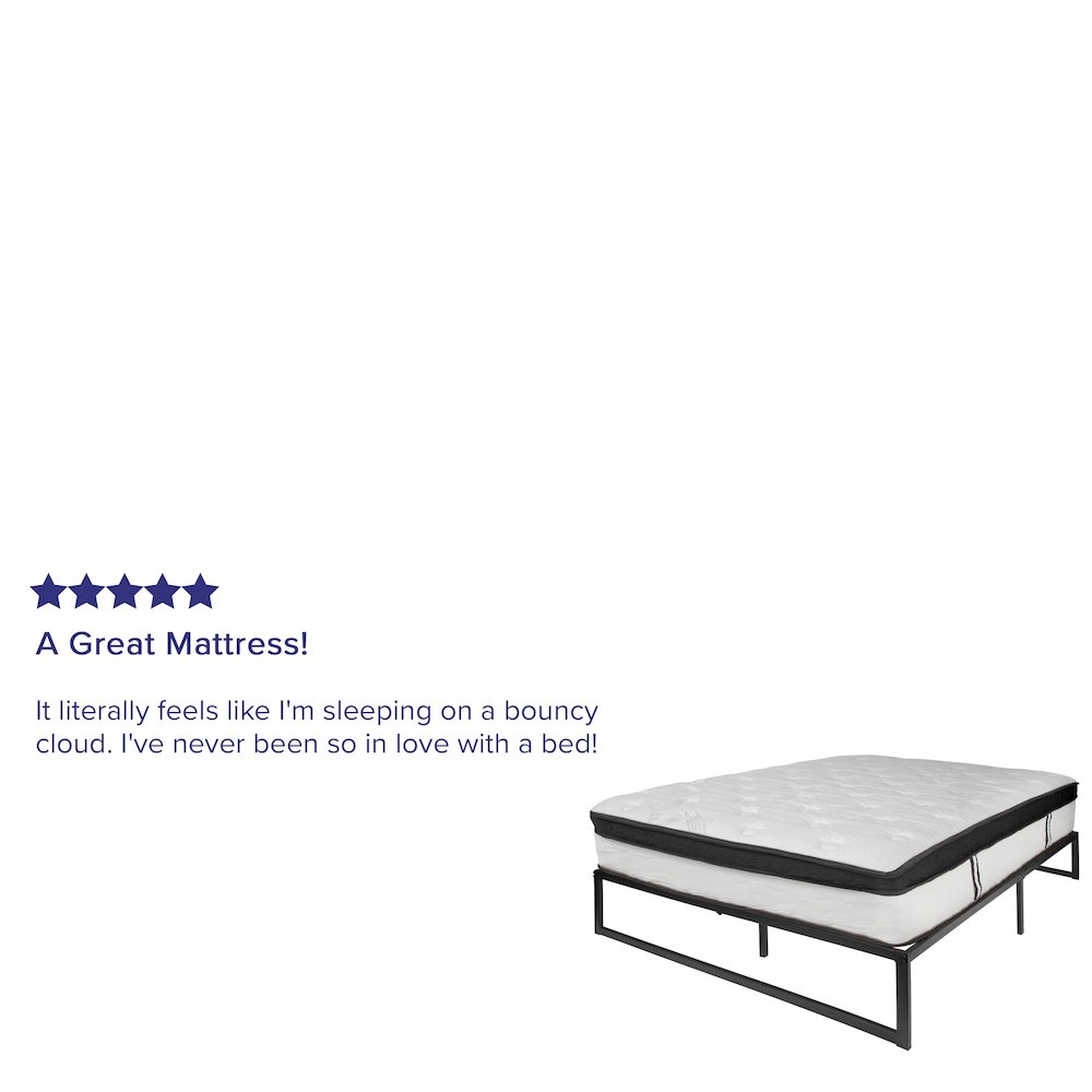 Sado EverRest Queen Metal Bed Frame with 12" Memory Foam Mattress Heavy-Duty, Underbed Storage Included