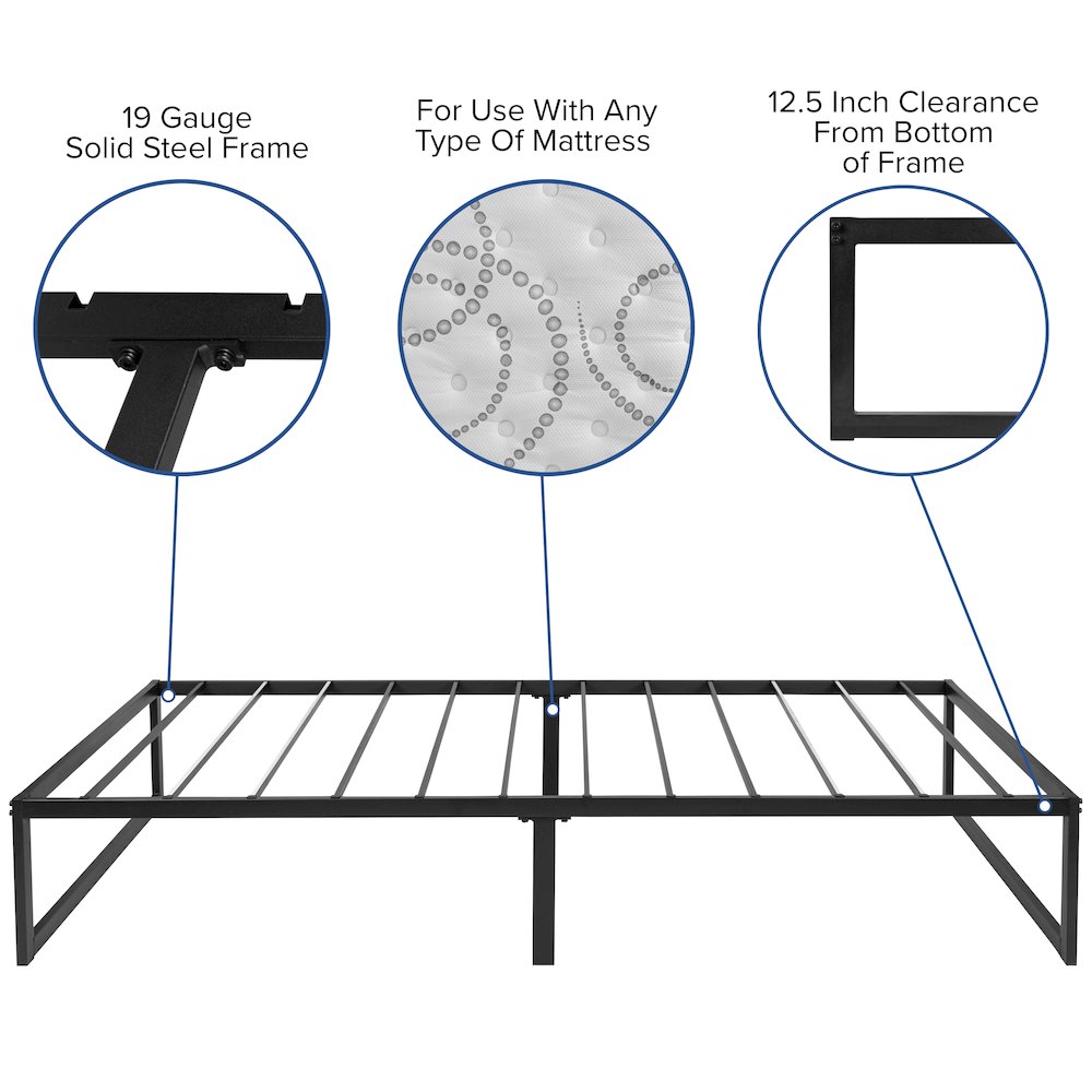Ahana EverRest Twin Black Metal Platform Bed Frame  Modern & Sturdy