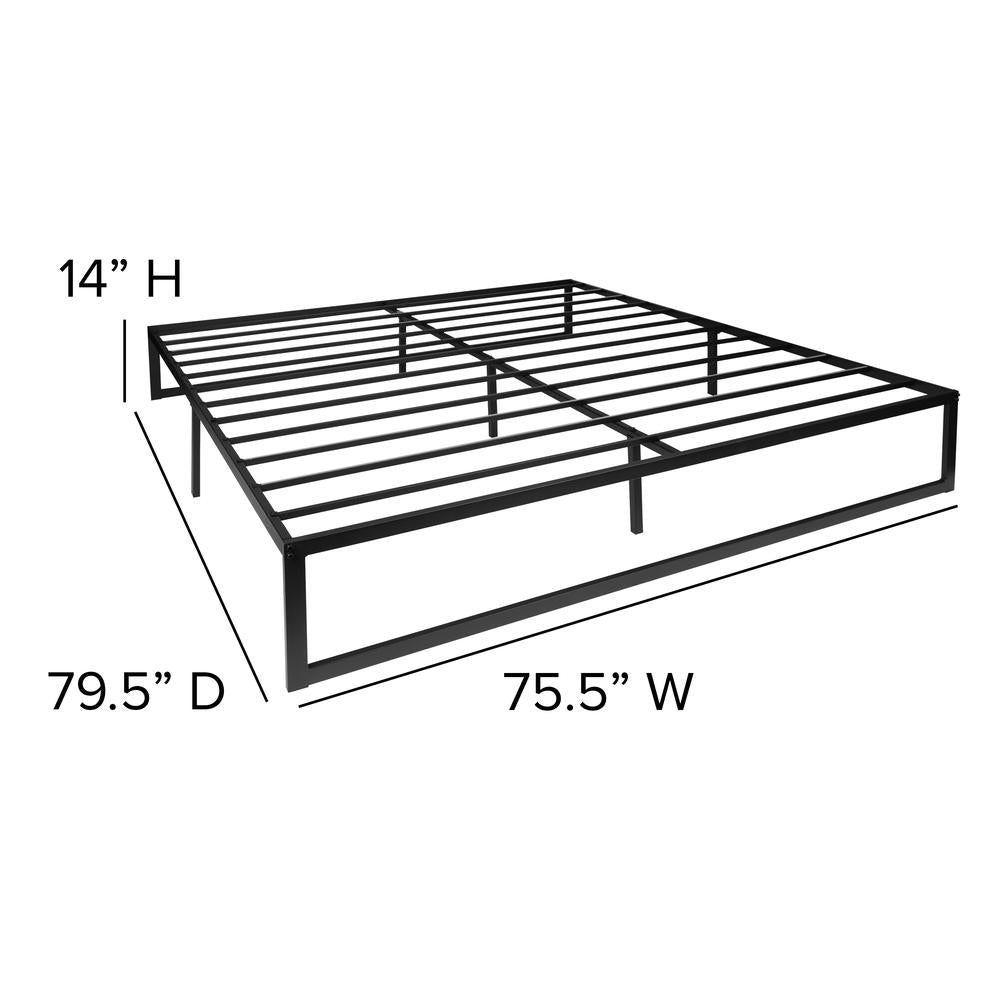 Giselle GlacierRest King Black Metal Platform Bed 14" Frame & 2" Cool Gel Memory Foam Topper