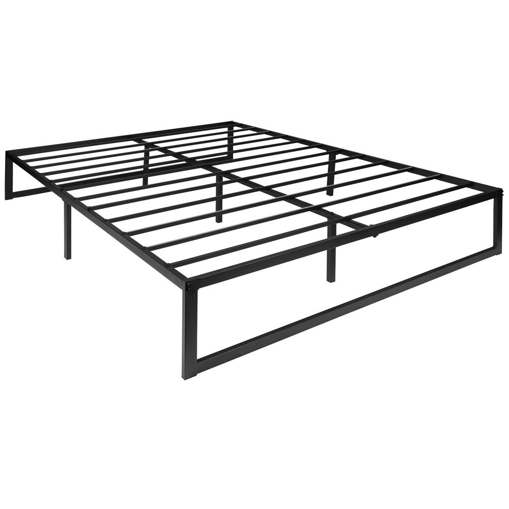 14 in Metal Platform Bed Frame and 2 in Cool Gel Memory Foam Topper - Queen