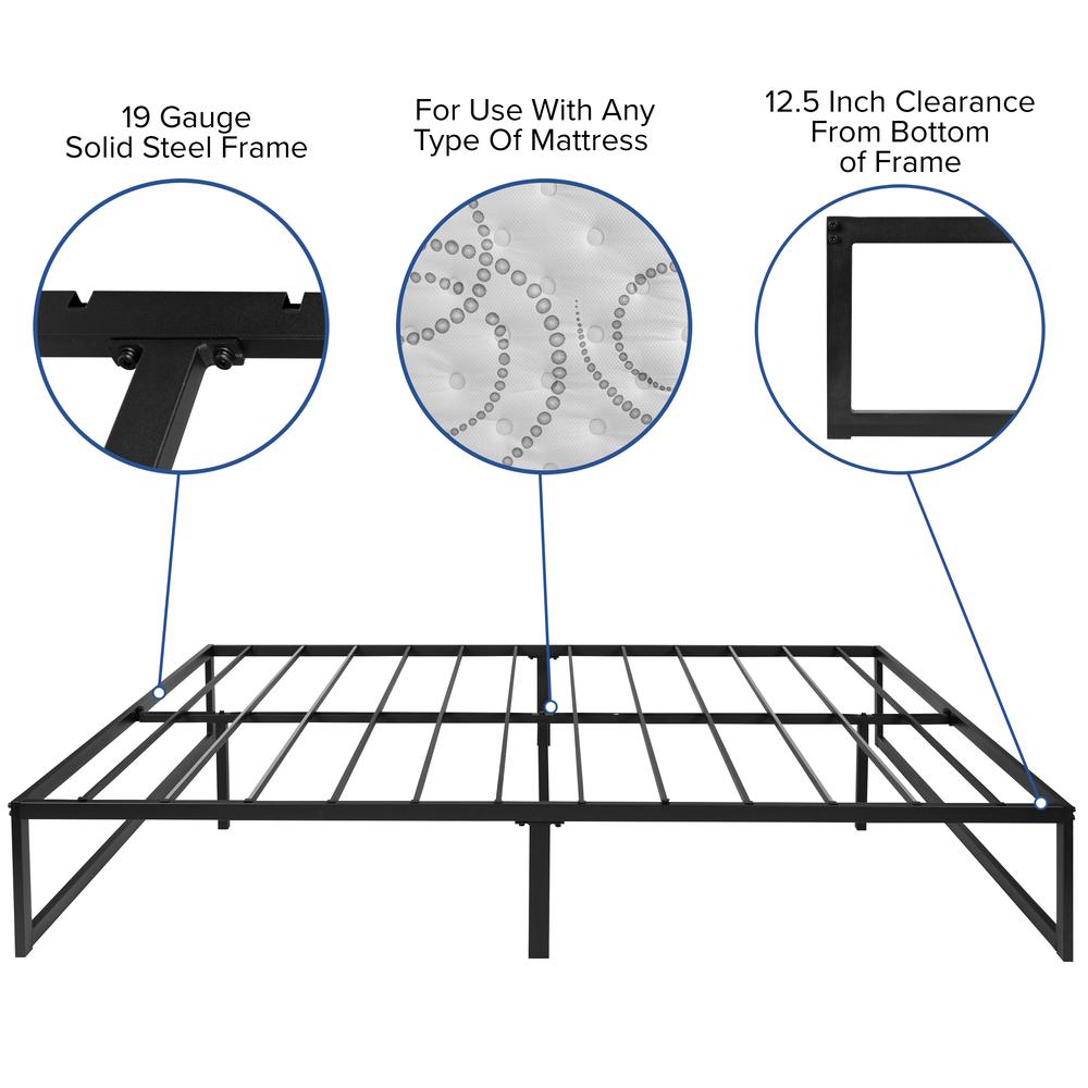 14 in Metal Platform Bed Frame and 2 in Cool Gel Memory Foam Topper - Queen