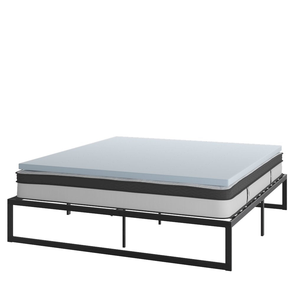 Allerick ArcticRest King Size Platform Bed  Metal Frame with Cooling Gel Foam Topper, No Box Spring Needed