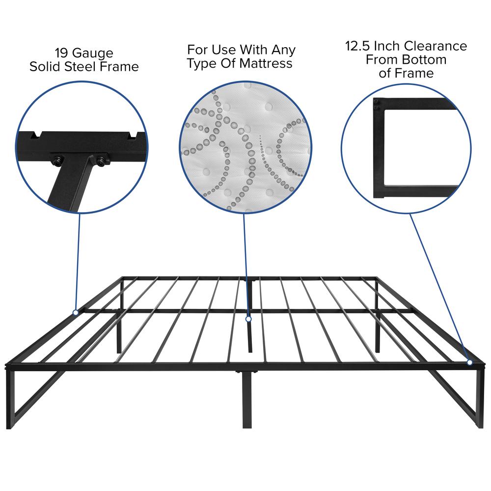 14 in Metal Platform Bed Frame with 12 in Mattress and 2 in Topper - King