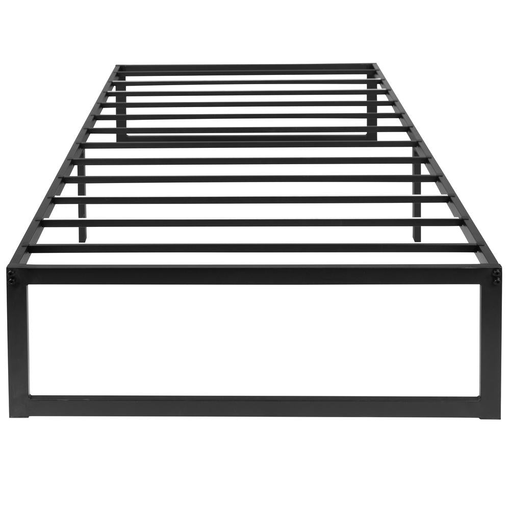 Kathony Summit Twin Metal Bed Frame with 12" Mattress No Box Spring Needed, Topper Included