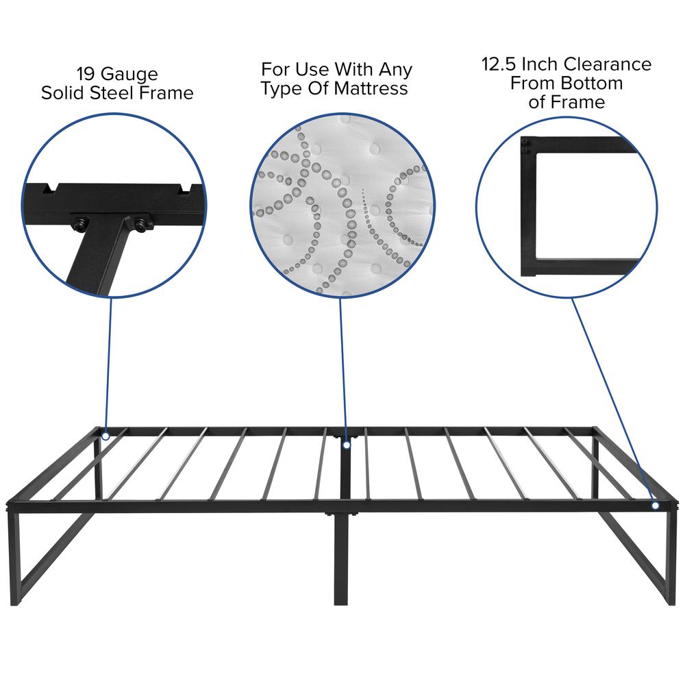 14 in Metal Platform Bed Frame with 12 in Mattress and 2 in Topper - Twin