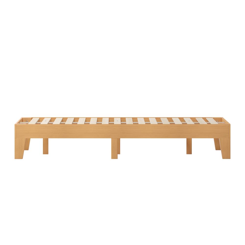 Natural Pine Finish Wood Full Platform Bed with Wooden Support Slats