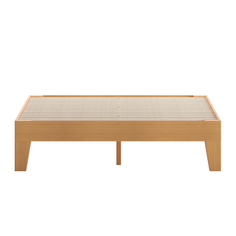 Natural Pine Finish Wood Full Platform Bed with Wooden Support Slats