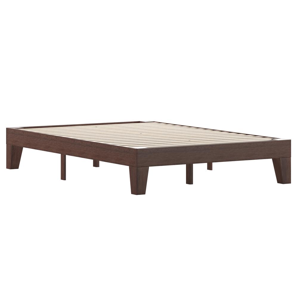 Wood Full Platform Bed with Wooden Support Slats, No Box Spring Required