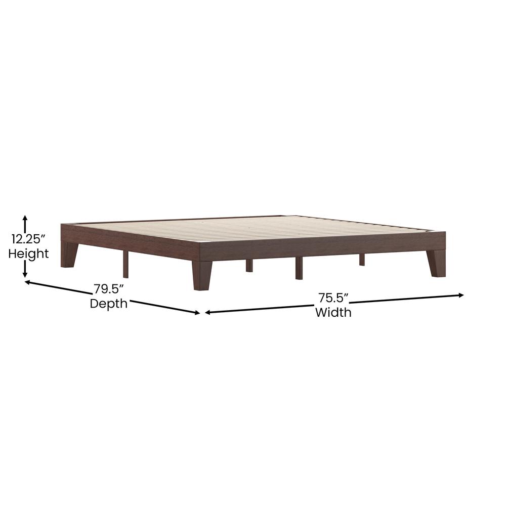 Wood King Platform Bed with Wooden Support Slats, No Box Spring Required