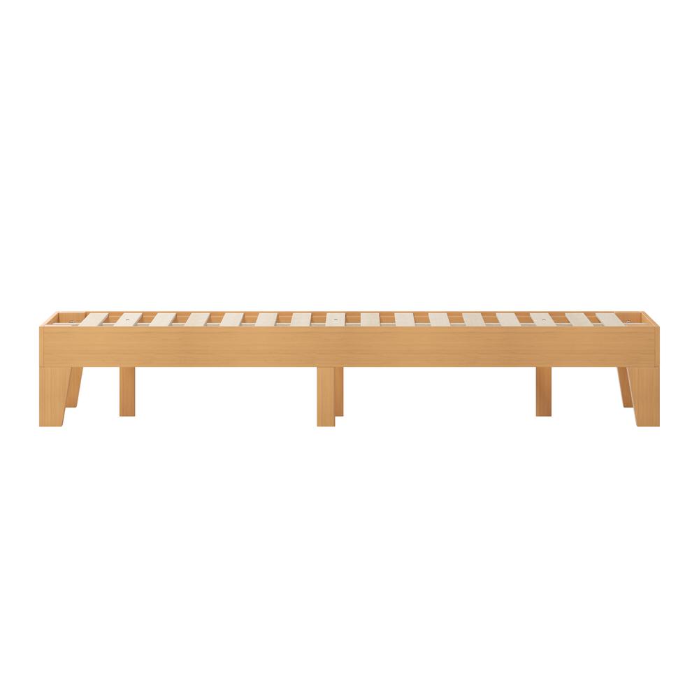 Natural Pine Finish Wood Twin Platform Bed with Wooden Support Slats