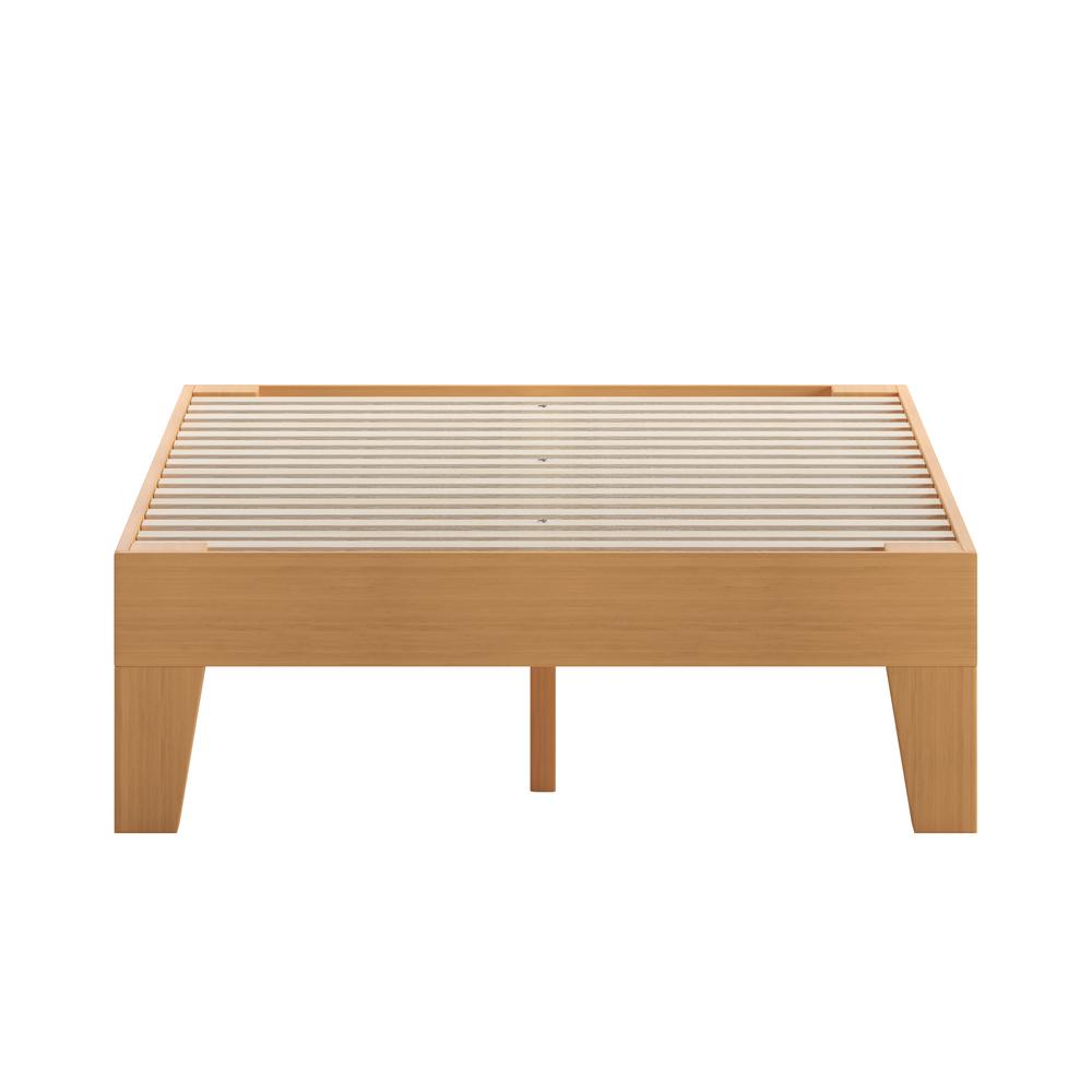 Natural Pine Finish Wood Twin Platform Bed with Wooden Support Slats