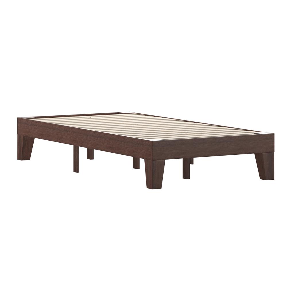 Wood Twin Platform Bed with Wooden Support Slats, No Box Spring Required