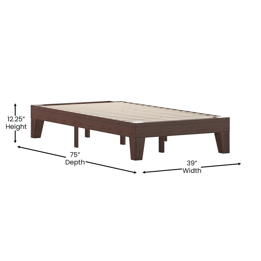 Wood Twin Platform Bed with Wooden Support Slats, No Box Spring Required