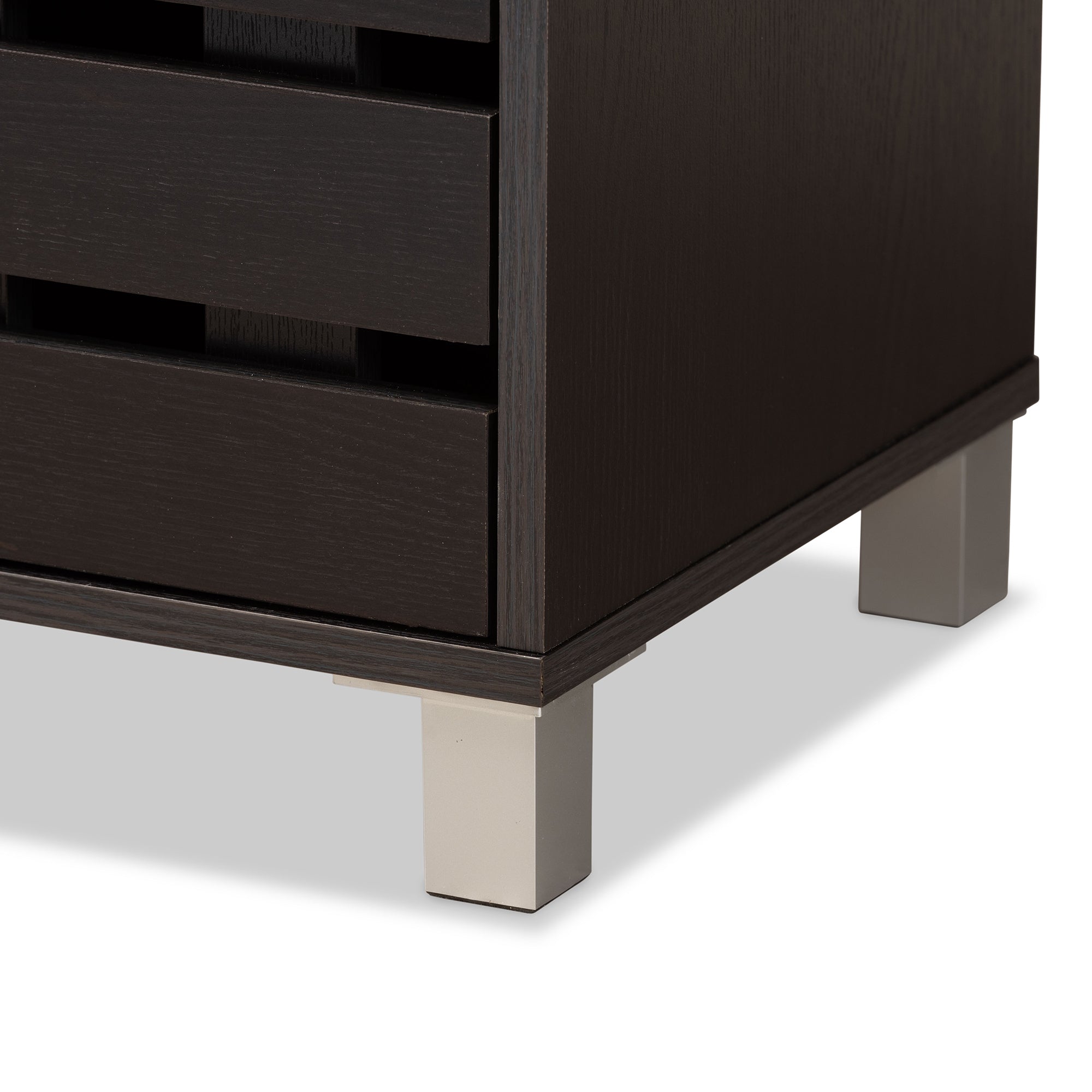Ernest Modern and Contemporary Dark Brown Finished Wood 2-Door Shoe Storage Cabinet