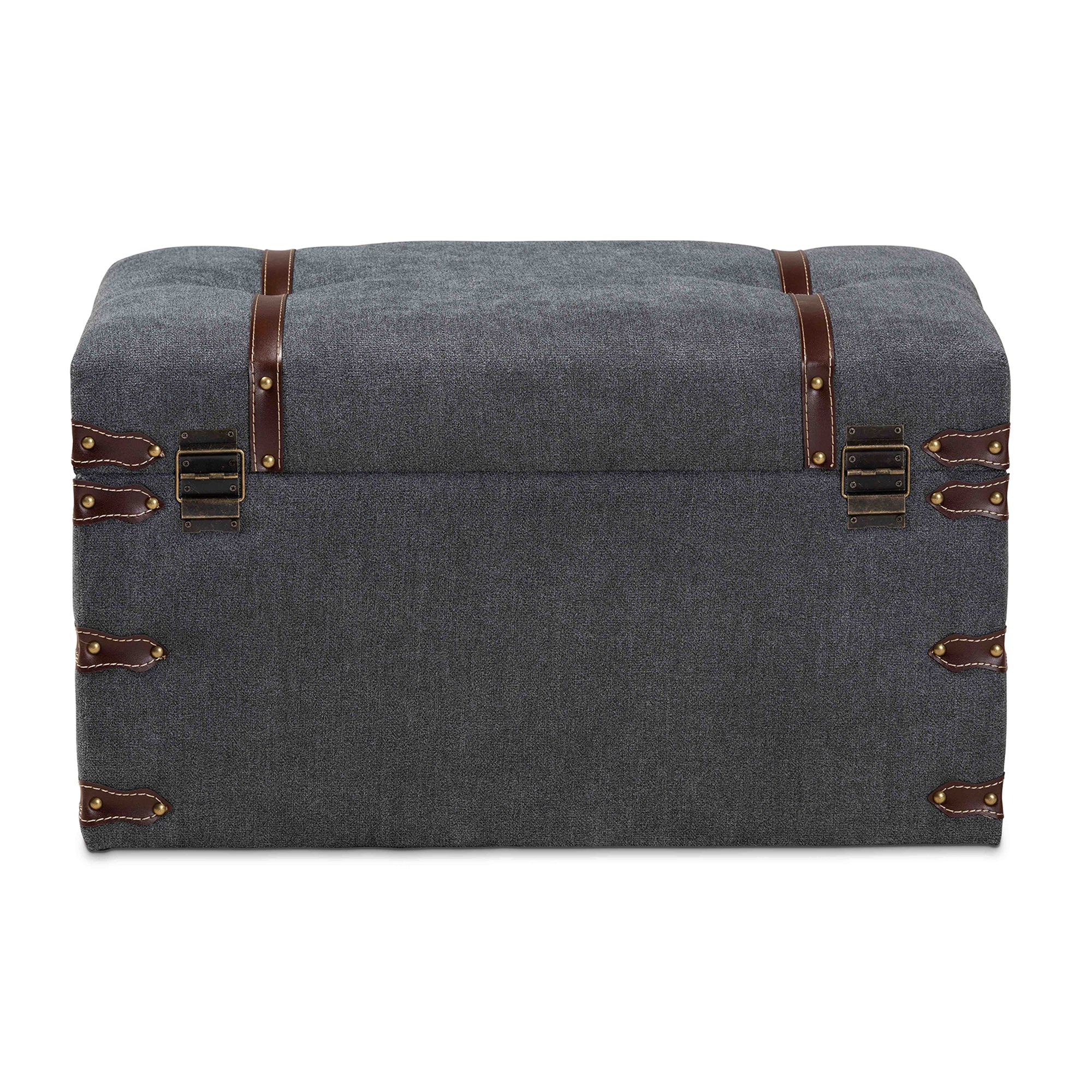 Palma Modern and Contemporary Transitional Grey Fabric Upholstered Storage Trunk Ottoman