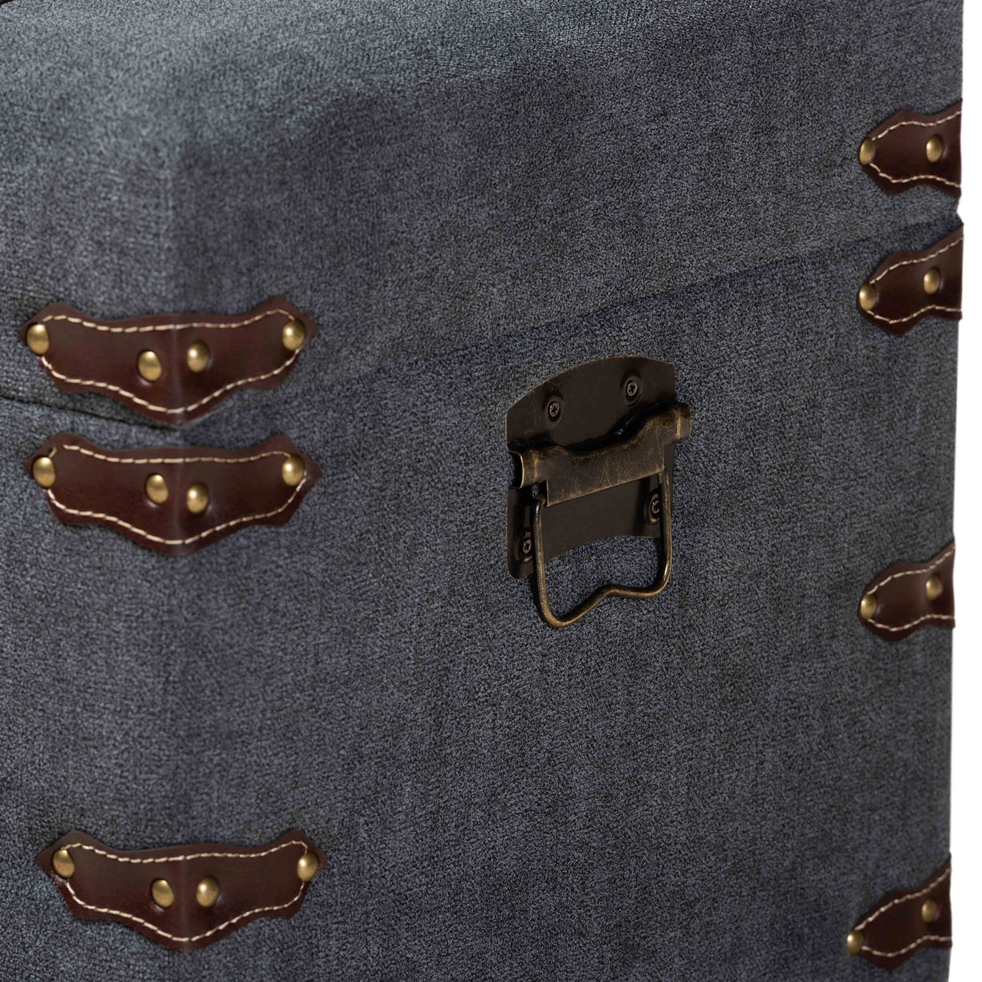 Palma Modern and Contemporary Transitional Grey Fabric Upholstered Storage Trunk Ottoman