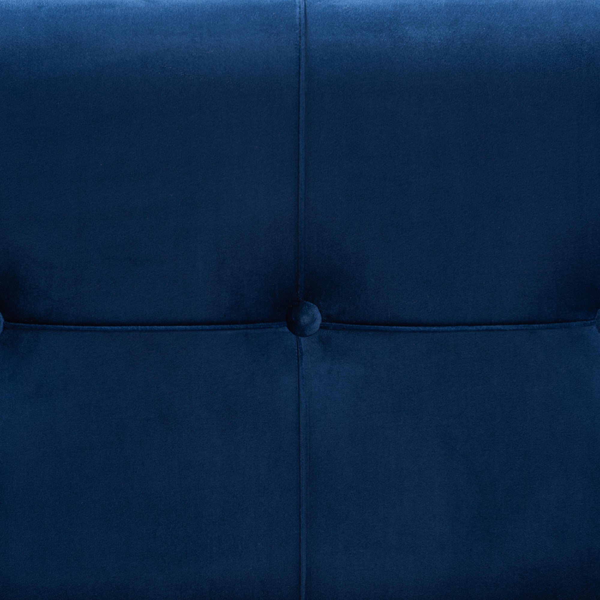 Parker and Navy Blue Velvet Upholstered and Gold Metal Finished Storage Ottoman